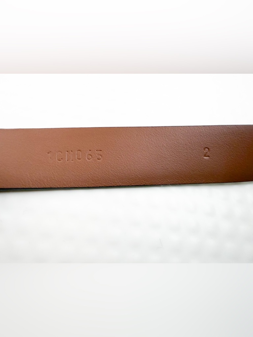 NWT Prada Leather Belt with Enameled Metal Triangle Logo (City Calf) in Cognac - Picture 10 of 14